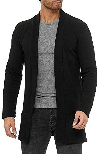 RED BRIDGE Cardigan da Uomo a Taglio Dritto e Lungo Nero