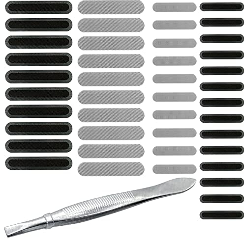 44 Stück Staubdichter Netz-Aufkleber mit Pinzette, Lautsprecher, staubdicht, schützt das Laden, kompatibel mit iPhone 13 12 11 8 7 Pro Max Mini X XS XR Plus, 2 Größen/2 Farben