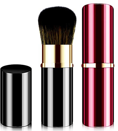 Sibba 2 Stück Mini Make up Pinsel, Tragbarer Reise Lippenpinsel Lippenpinsel Foundation Blending Powder Brush Kleines Einziehbares Gesichtskosmetik Make up Pinse Set