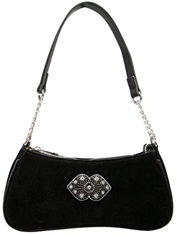 Alpenflüstern Trachtentasche Lissy - Damen Trachten Handtasche, Schultertasche fürs Dirndl, Tasche zur Tracht, Dirndltasche (schwarz) DTA095