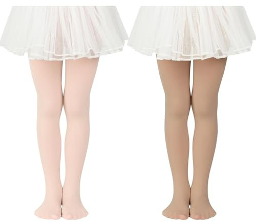 Century Star 2 Paar Mädchen Strumpfhose für Baby - Ballettstrumpfhose Mädchen Hautfarbe Fleisch rosa 6-9 Jahre