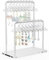 NiHome Transparenter Acryl-Ohrring-Organizer Ohrringständer Ohrringhalter für Geschäft, Ausstellung – Spiegel-Finish, 2-stöckiges Display für 48 Paar, 16 Mini-Kleiderbügel