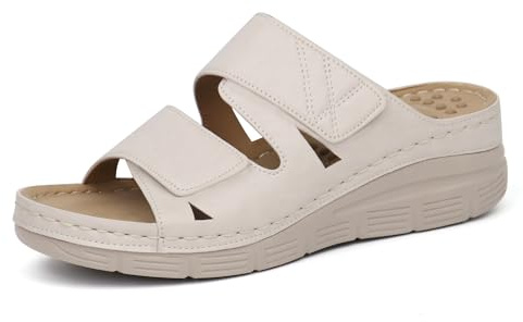 Ortho+rest Sandalias ortopédicas para mujer con soporte para el arco Sandalias ortopédicas para caminar (37,Beige)