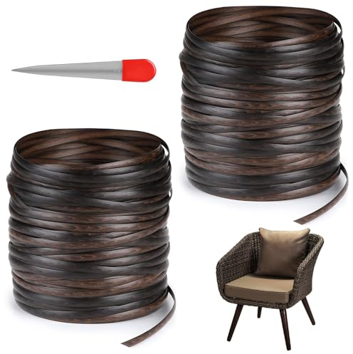 DBREAKS 130 m Rattan Intrecciato in Plastica, Rattan PE, Piatto, Strumento di Tessitura, per Riparazione di Mobili in Rattan da Esterno, Sedie in Rattan, Cesti da Tavolo (Caffè)