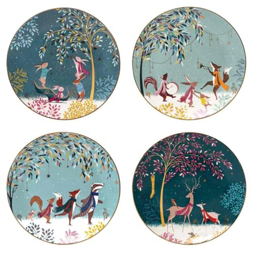 Sara Miller London Woodland Tales set med 4 tallrikar, blandade