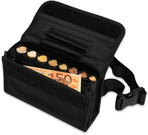 Lupacia Bolso Camarero Organizador De Dinero Portamonedas Clasificador De Monedas Ideal para Monedero Taxista o Riñonera De Trabajo Organizador Porta Monedas Profesional Resistente Y Ajustable