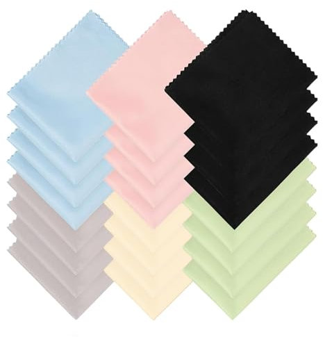 24 Stück Brillenputztücher Mikrofaser,Farbe Brillenputztücher,Mikrofaser Brillenputztuch,15x18cm Brillenputztuch,für Kamera Brillen Telefone und Andere Empfindliche Oberflächen