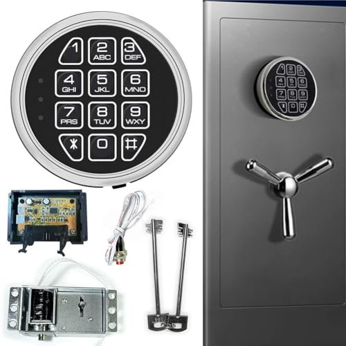 Besttoolifes Digitales Tastenfeld, elektronisches Tresorschloss, Ersatz-Set mit 2 Überbrückungsschlüsseln, Magnetschloss, Reset-Kabel und Mainboard für Heimsicherheitskästen, Hoteltresore,