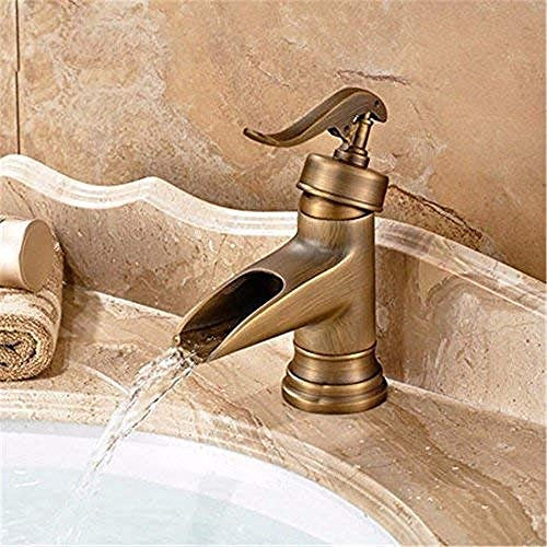 Faucet Taps Faucet Faucet Faucet Retro Single Handle Single Hole Washbasin Faucet Hand Brushed Antique Faucet Bronze Basin-Wide Water Faucet hot and Cold Surface Basin taps Low-Low) water-tap