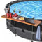 Barra de piscina de madera de acacia, plegable sobre el suelo, se adapta a rieles superiores de 3.7 pulgadas o menos, barra de natación con capacidad para hasta 110 libras, accesorios redondos