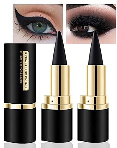 Lilbitty 2 Stück Schwarz Wasserfest Gel Eyeliner Stifte Lippenstift Lippenkonturenstift Augenstift Langanhaltend Natürlich Flüssig Eyeliner Creme Smokey Eye Crayon Halloween Schminke