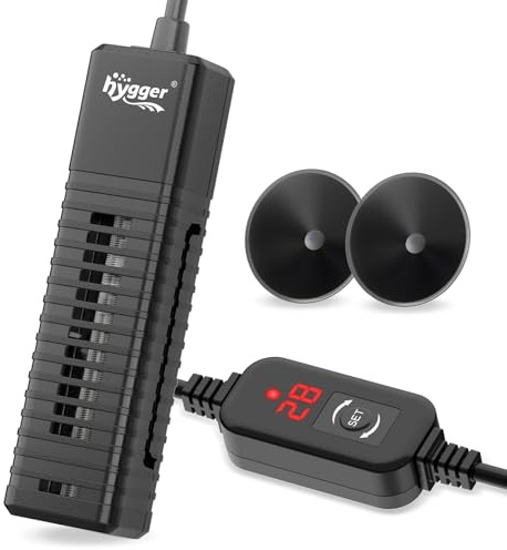 hygger Small Aquarium Heater, 50W Mini Fish Tank Heater with Digital Display, Adjustable Temperature Controller Submersible Aquarium Heater for 19-38L Betta Turtle Tanks