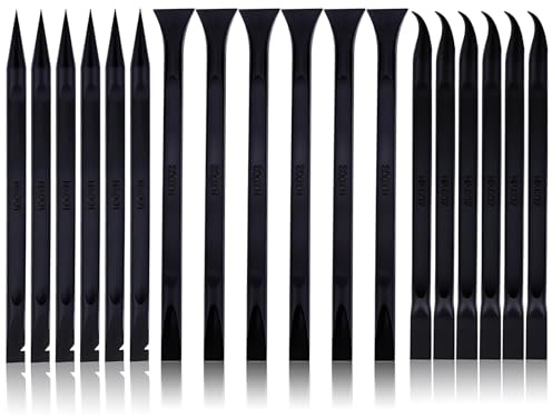 18 PCS Carbon Fiber Plastic Scrapers Tool, Non-Scratch Scraper Tool for Tight Spaces, Multi-Purpose Label Scraper Pen-Shaped, for Car Cleaning Supplies, Kitchen, Crevices, Stains (Black)