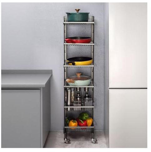 Free Standing Pot Rack Organizer, 6/5 Layered Tall Pan Holder for Kitchen Pantry Corner, Adjustable Pots and Pans Storage Shelf with Removable Divider(Large)