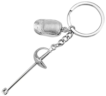 Porte-clés avec sabre – Porte-clés en métal pour escrimeurs, amateurs de sport | Cadeau de collection pour le travail, l'école, les voyages, le camping, les voyages d'affaires, C, Refer to