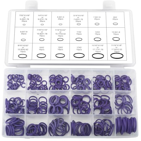 O Rings Kit,Rubber O-Ring Assortment Kit,Universal Car A/C Seals(Purple) | Air Conditioning Compressor Seals,Washer Gasket Rings for Vehicle Repair,Air or Gas Sealing Connections Resist Oil Heat