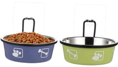 DOITOOL 2pcs Hanging Cat Food Bowl Stainless Steel Elevated Pet Feeding Station for Cat Wet Food and Water Bowl