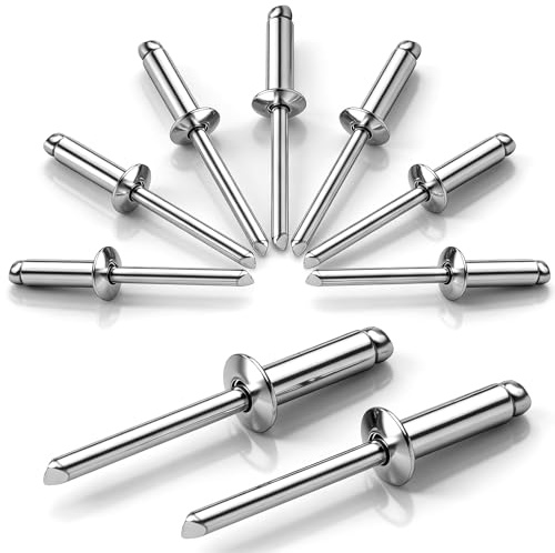 qjuwhua 100 pezzi, rivetti ciechi 4x10mm in acciaio inossidabile 304 con grande flangia, rivetti a cupola argentata popnieten per metallo, legno, plastica, mobili, auto, marine, giunzione e fissaggio