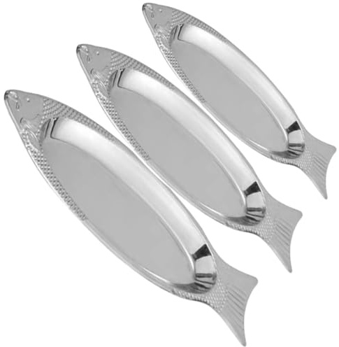 Hemobllo Plateau à Poissons en Acier Inoxydable 3 Pièces, Assiette Forme Poisson, Résistante Four et Vapeur, Design Unique pour Usage Quotidien en Famille ou Hôtel