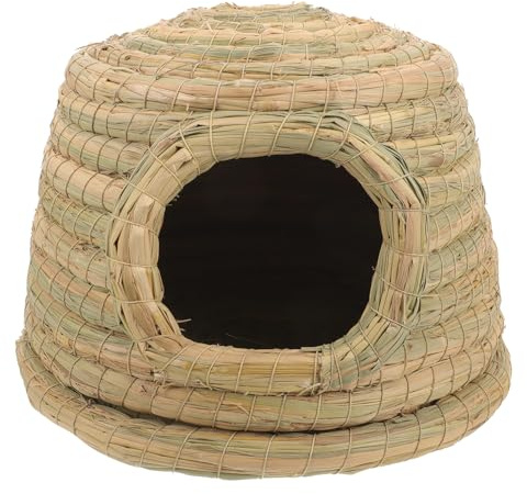 NOLITOY Nido de Hierba para Conejos y Hámsteres Tejido a Mano, Tamaño Pequeño, Material Natural de Césped, Casa Interior Cómoda para Mascotas Pequeñas como Cobayas y Erizos