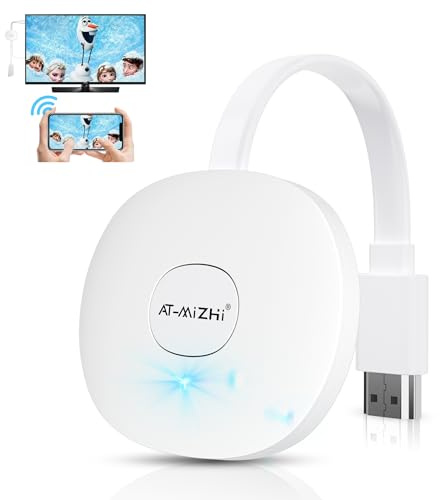 AT-Mizhi Trådlös HDMI-dongel, HD-TV-adapter, trådlös Smart Media Player Streaming, WiFi Display Screen Casting för Miracast/Airplay/i-OS/Android/Windows/Mac OS/DLNA för skärm och projektor
