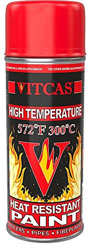 VITCAS 400ml Red Heat Resistant Spray Paint- High Temperature - Decorative Finish - Easy To Use– Interior Exterior - Matte- Exhaust Stove- Anti-Corrosive- furnaces- heaters- barbecues- boilers- pipes