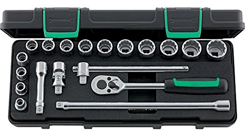 Stahlwille 96024132 Steckschlüsselgarnitur 19-teilig im robusten, stapelbaren ABS-Kunststoffkasten