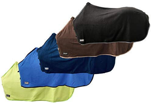 RL24 - Abschwitzdecke Basicline – Pferdedecke mit Schweifkordel, Widerristpolster & Metallverschluss – atmungsaktive Fleecedecke – Pferde Zubehör – Transportdecke in Dunkelblau – 75cm
