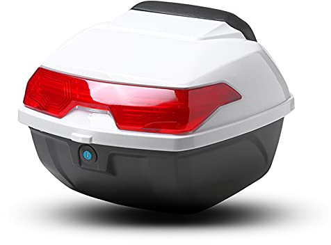ASDQWER Topcase Motorradkoffer,Helmkoffer Motorradkoffer,Motorrad Top Case, Scooter-Kofferraumgepäck, Top Lock-Aufbewahrung, für Motorradhelme, Roller, Motorräder,Weiß