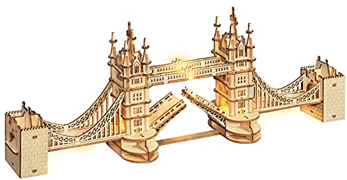 Rolife Holzpuzzle Erwachsene 3D Modellbau Holzbausatz für Erwachsene Teenager 113 Teilen, Tower Bridge