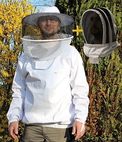 Förster-Fellnest | SET: Qualitäts Imkerblouson mit 2 Hauben, runder Hut + Fechtschleier (engl. Haube)