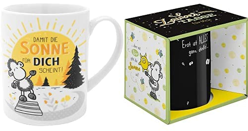 Sheepworld Tassenset Sonne | XL-Tasse mit Spruch + Zaubertasse, Motivwechsel-Tasse | 47548 + 47061