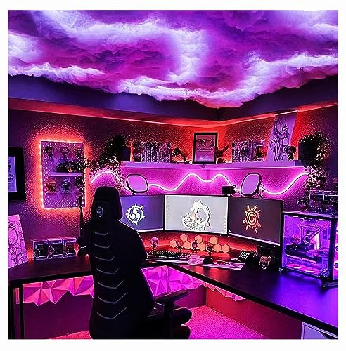 Luz de nube LED, luz nocturna de nube 3D, luces de nube de techo esponjoso, luz de pared de nube RGB Color Ajustable con Control Remoto decoración navideña para el hogar 2m