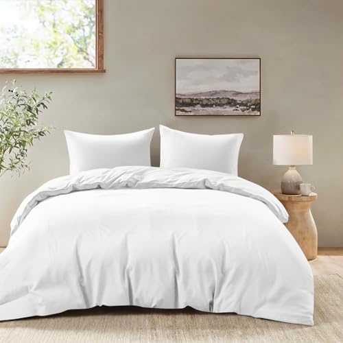 Dreamzie Funda Nórdica Cama 150 – Ropa de Cama Microfibra Suave Oeko-Tex - Juego de Funda Edredon 200x220 cm con 2 Fundas Almohada 80x80 cm – Blanco