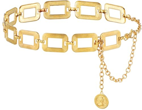 Andibro Ceinture en métal pour la taille, ceinture dorée à la mode, réglable, multicouche, collier de corps pour femmes, bijoux pour la taille, or, taille unique