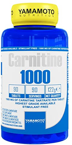 Yamamoto Carnitine 1000-90 compresse da 1gr - 1.000mg di l-carnitina tartrato per compressa. Senza Glutine, Senza Lattosio