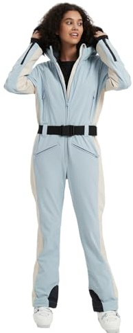 BGX Women Ski Suit One Piece Snowsuit Snowboard Slim Fit Insulated Jumpsuit Waterproof Windproof Winter Sports Warm(XS,Light Blue)