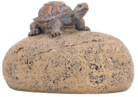 Fdit Turtle Key Hider, Realistic Resin Rock with Secret Storage Waterproof Fake Stone for Outdoor Garden Indoor Decor 12x8cm