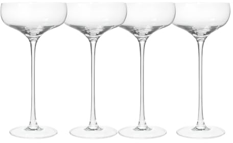 bar@drinkstuff Elegant Tall Champagne Coupe Glass 260ml, Pack of 4