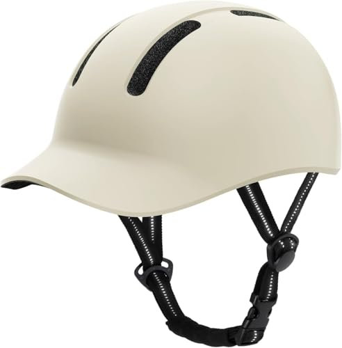 Shinmax Fahrradhelm für Damen und Herren, Einstellbarer Helm mit Visier & Sonnenschutz, Leicht & Belüftet für Urban Pendler Stadt & Rennrad (Weiß, M:54-58cm)
