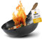 asiastreetfood Der perfekte Wok, Ø 26cm – Robuster Carbonstahl-Wok mit flachem Boden - Holzgriff – Geeignet für Gas-, Induktionsherd & Ceranfelder – Ohne Einbrennen für asiatische Gerichte