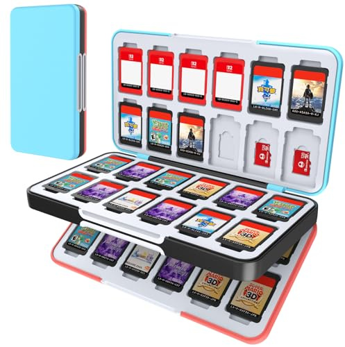 HEIYING Game Card Case for Nintendo Switch & Switch OLED,Portable Memory Storage Games Holder with 48 Game Card Slots and 24 Micro SD Cards Slots