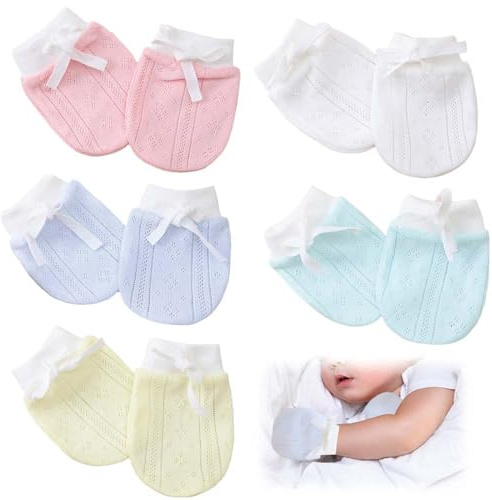 HABNI Manoplas Baño Bebe Unisex De Algodón Para Recién Nacidos Y Niñas, Accesorio 0-12 Meses, Blanco, 5 Pares