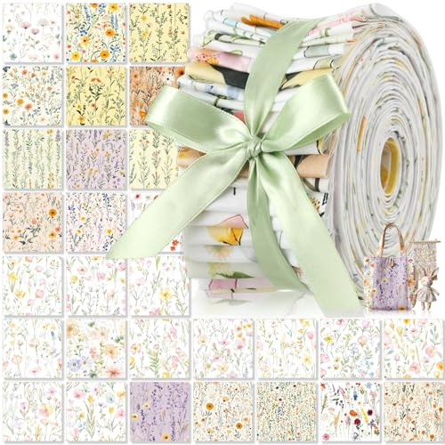 Tatuo 60 Piezas Rollo de Tela para Acolchado Tiras de Acolchado Florales de Porcelana 2,56 x 39,4 Pulgadas/ 6,5 x 100 Cm Patchwork Precortado Para Costura Artesanal(Vibrante)