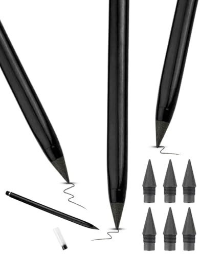 ZEXIJOW 3 PCS Matita Senza Inchiostro, Matita Eterna Metallic con 6 Punte di Ricambio, Set di 3 Matite Portatile Cancellabile per Scrivere Studente Artista