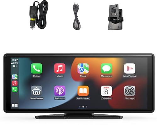 2026 Car Tablet Pro Max, trådlös 4k-surfplatta med reversing kamera, 4k kamera bil spela surfplattor, Carplay & Android bilskärm med GPS-navigering/röstkontroll (10,26 tum, ingen bilkamera