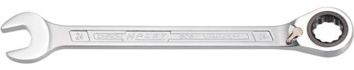 HAZET Knarren-Ring-Maulschlüssel 606-24 I Abtrieb: Außen-Doppel-Sechskant, Schlüsselweite: 24 mm I Betätigungswinkel (5 Grad), Werkzeug für enge Schraubarbeiten an Fahrrad, Auto, usw.