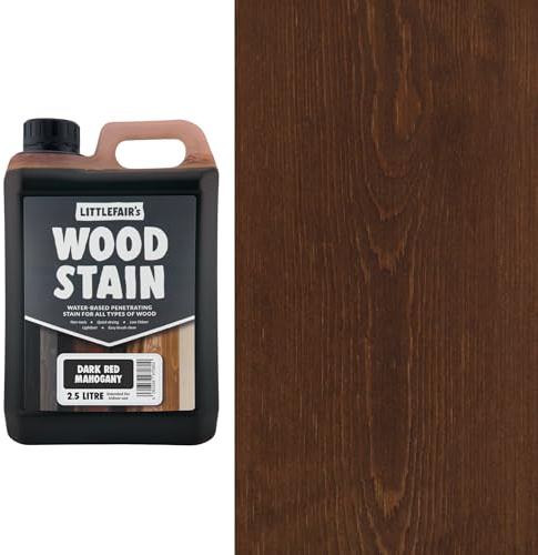 Littlefair's Wood Stain Water-Based - (Dark Red Mahogany) – Non-Toxic, Eco-Friendly & Quick Drying - Easy-to-Apply, Concentrated Formula for All Wood Types – 2.5 LTR