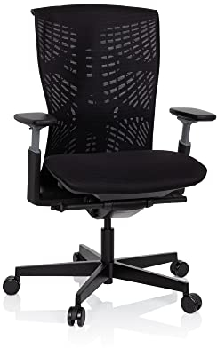 hjh OFFICE 640514 Profi Bürostuhl SKOPE TPE mit Netz-Bezug Schwarz ergonomischer Schreibtischstuhl, Flexible Rückenlehne, Sitztiefe & Armlehnen verstellbar