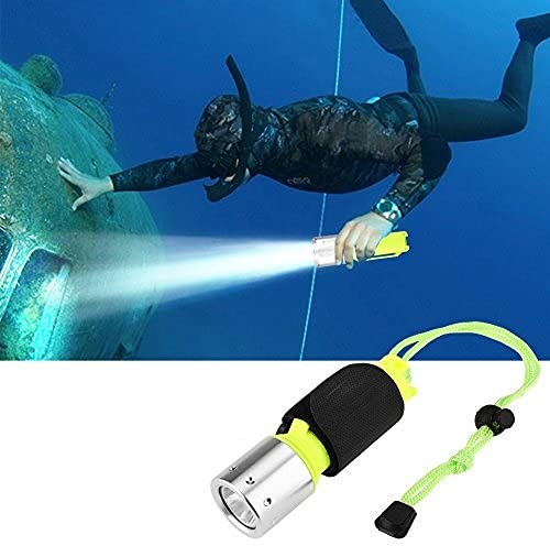 Ymiko Tauchtaschenlampe wiederaufladbar 50m Wasserdicht 3 Modi LED mit 10000h Lebensdauer für Tauchen, Schwimmen, Camping, Angeln